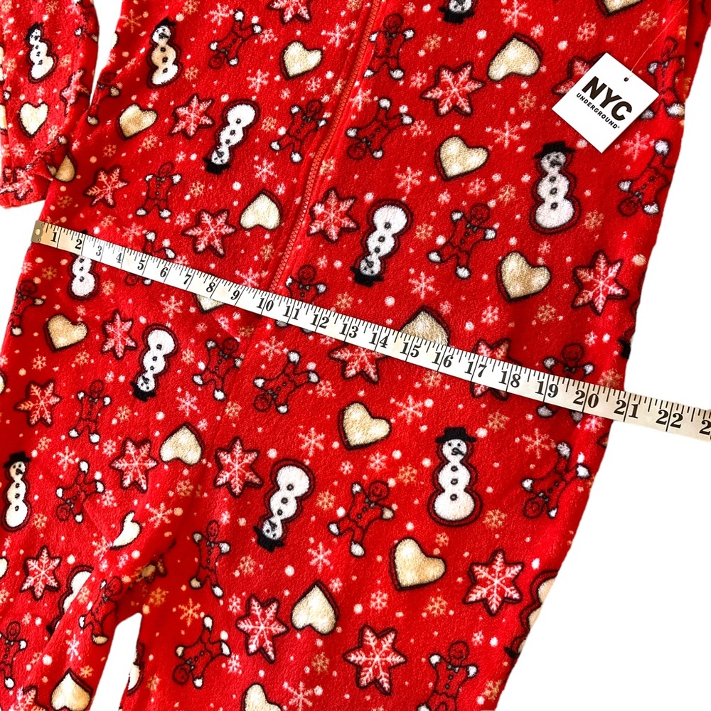 NYC underground adult Christmas pajama onesie one piece zip up hooded size L/XL - Picture 13 of 16